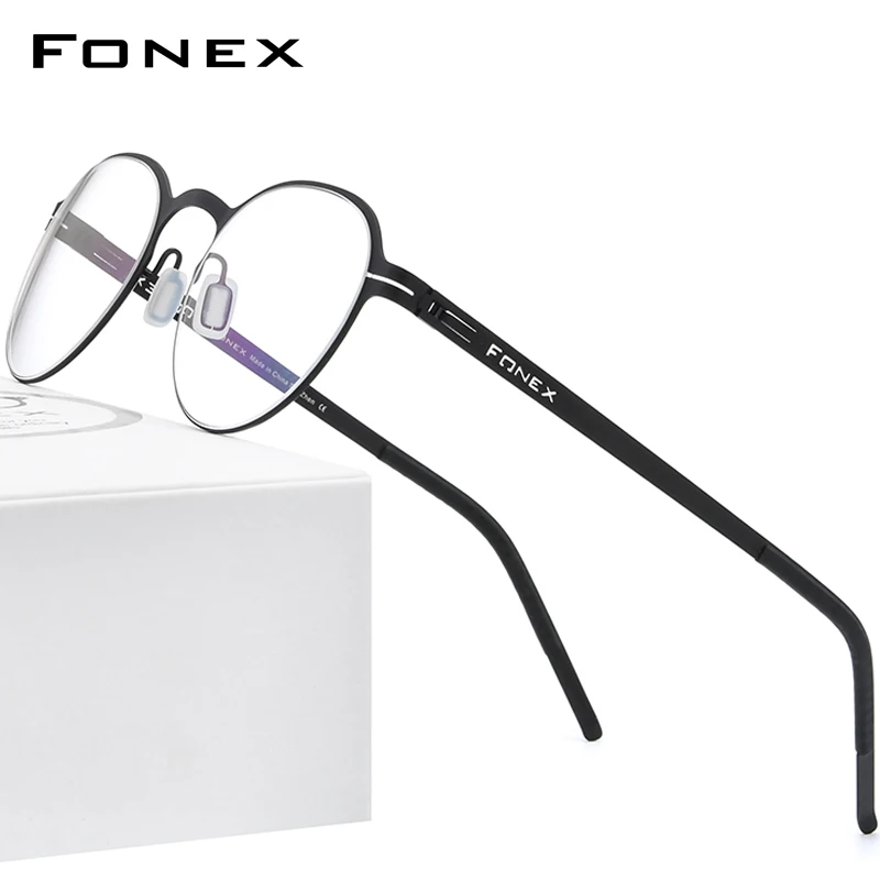 

FONEX Alloy Glasses Frame Women 2020 New Round Eyeglasses Frames Men Korean Screwless Eyewear 994