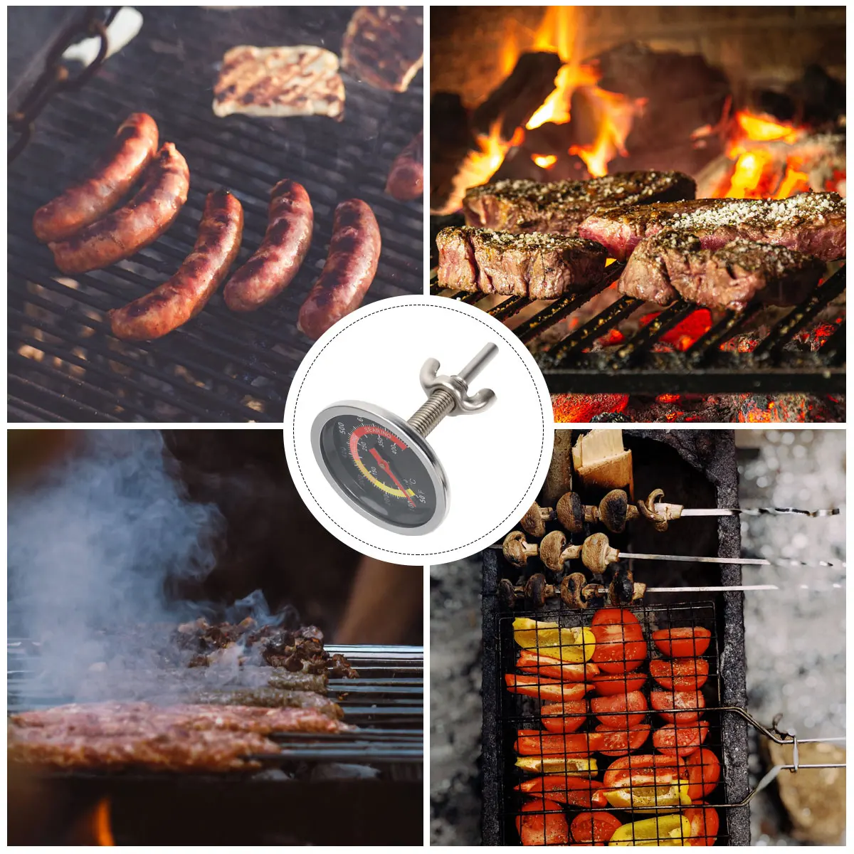 

1pc Stainless Steel Thermometer Oven Baking Bbq Grill Compact Kitchen Restaurant Barbecue Thermometer Use Black