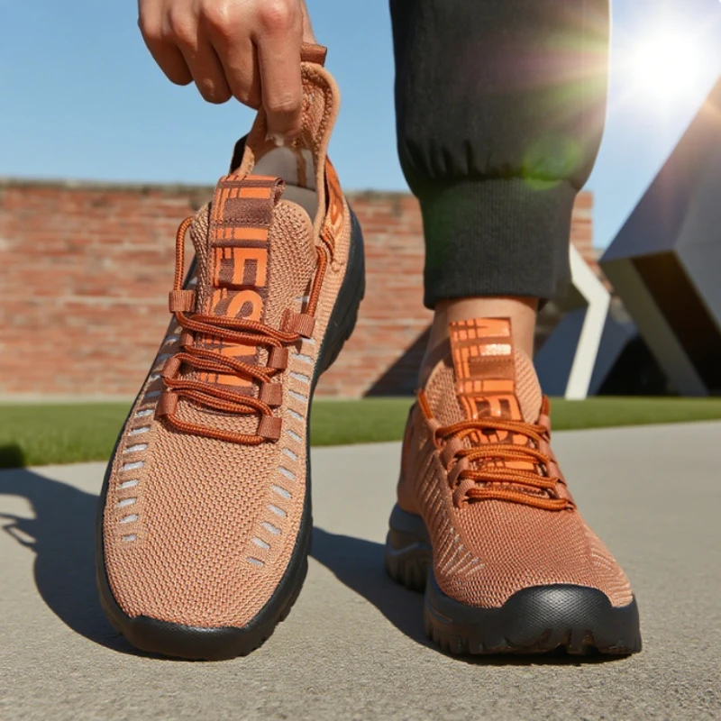 

Promotional Men's Sneakers Lightweight Durable Mesh Upper Design Breathable Non Slip Sole Outdoor Track Field Men Running Shoes