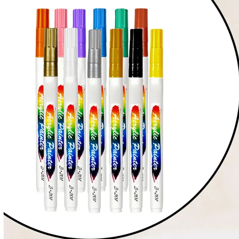 أقلام طلاء أكريليك بطرف دقيق مع صندوق تخزين ، أقلام طلاء مقاومة للماء ، علامات ملونة