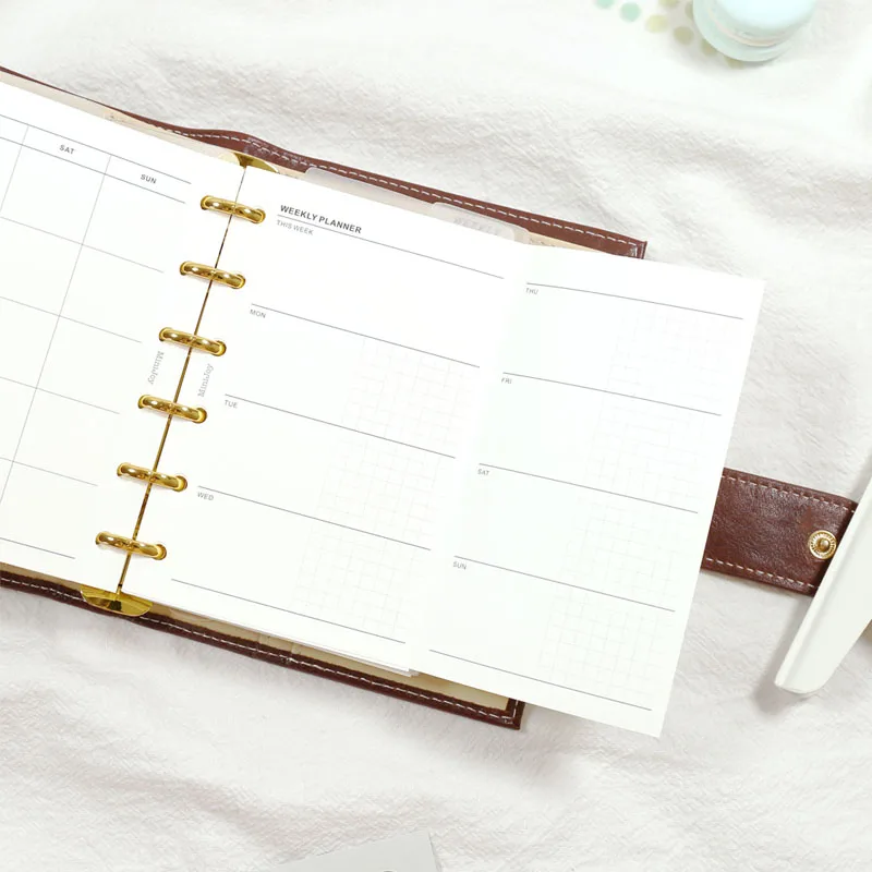 Fromthenon Minimalist Hand Ledger Loosening Paper A6A7 Two Fold Weekly Plan Replacement Core Schedule Inner Page