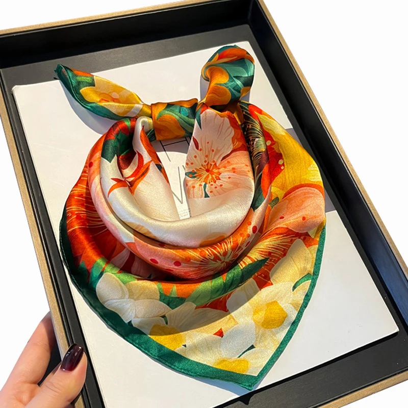 

Новинка 2023 года, топ Kearon, модные квадратные шарфы с цветочным принтом, 100% шелковые квадратные шарфы для женщин, 53 см, шейные платки, женские вечерние шарфы, шали, галстук