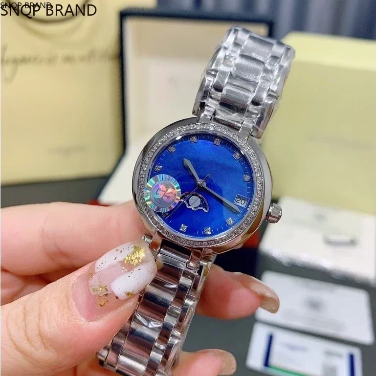 Luxury New Heart Moon Quartz Women Watch Blue Ladies Steel Rose Gold Relogio Masculino