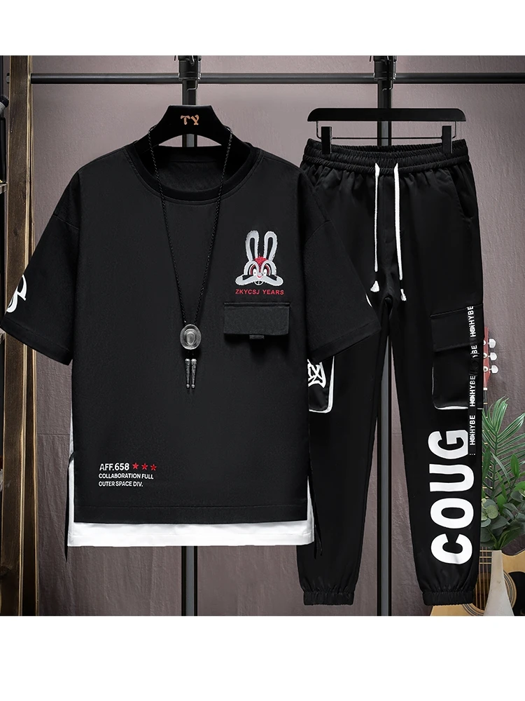 

Летний новый модный молодежный повседневный свободный мужской комплект футболок 2025 года с коротким рукавом, дышащий, из полиэстера, с круглым вырезом, с принтом