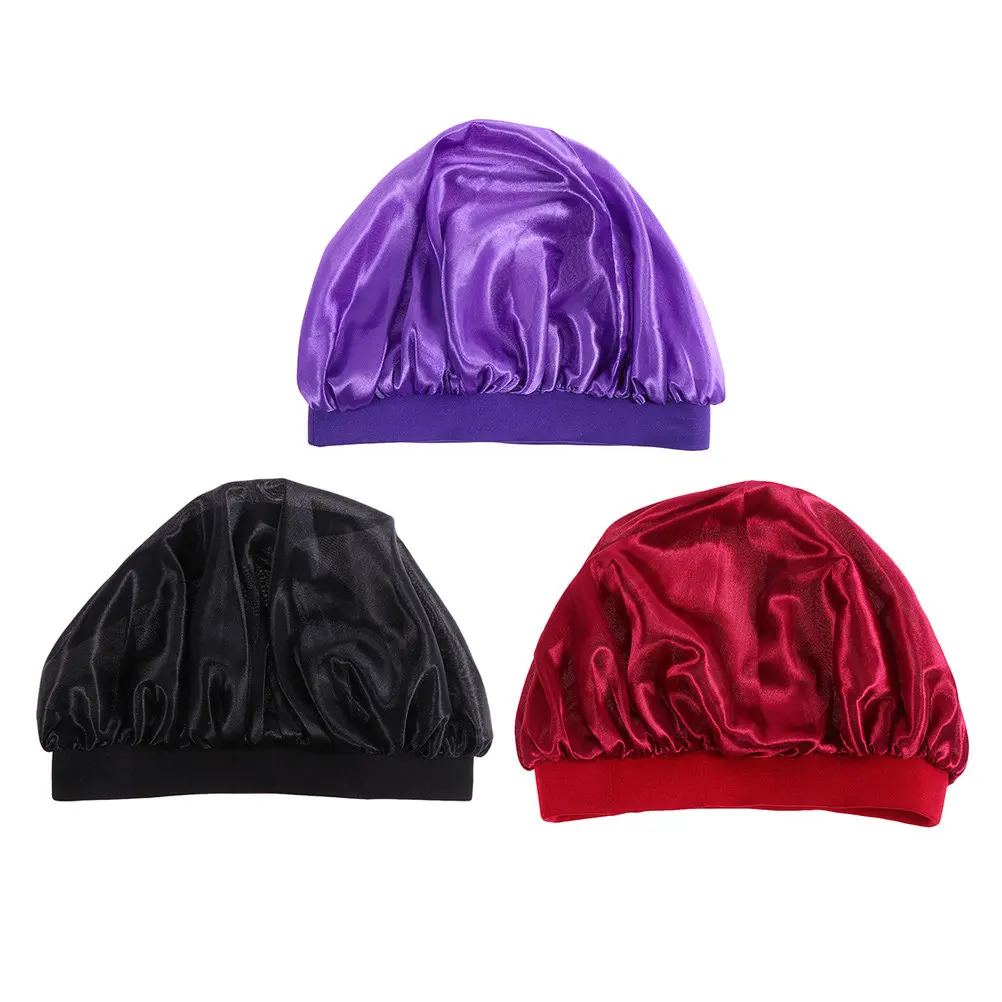 

3Pcs Kids Sleeping Hat Elastic Wide Brim Hair Protector Caps Lightweight Comfortable Sleep Caps Children Shower Hat