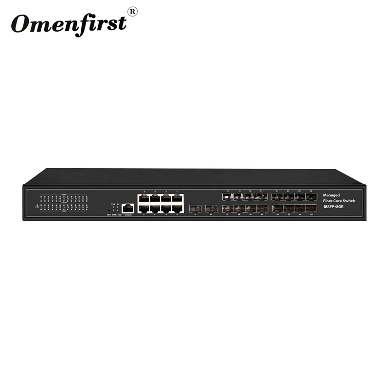 Switch Gigabit SFP 10 a 8 porte Switch gestito dal web switch di rete di convergenza ottica DC12V 2A