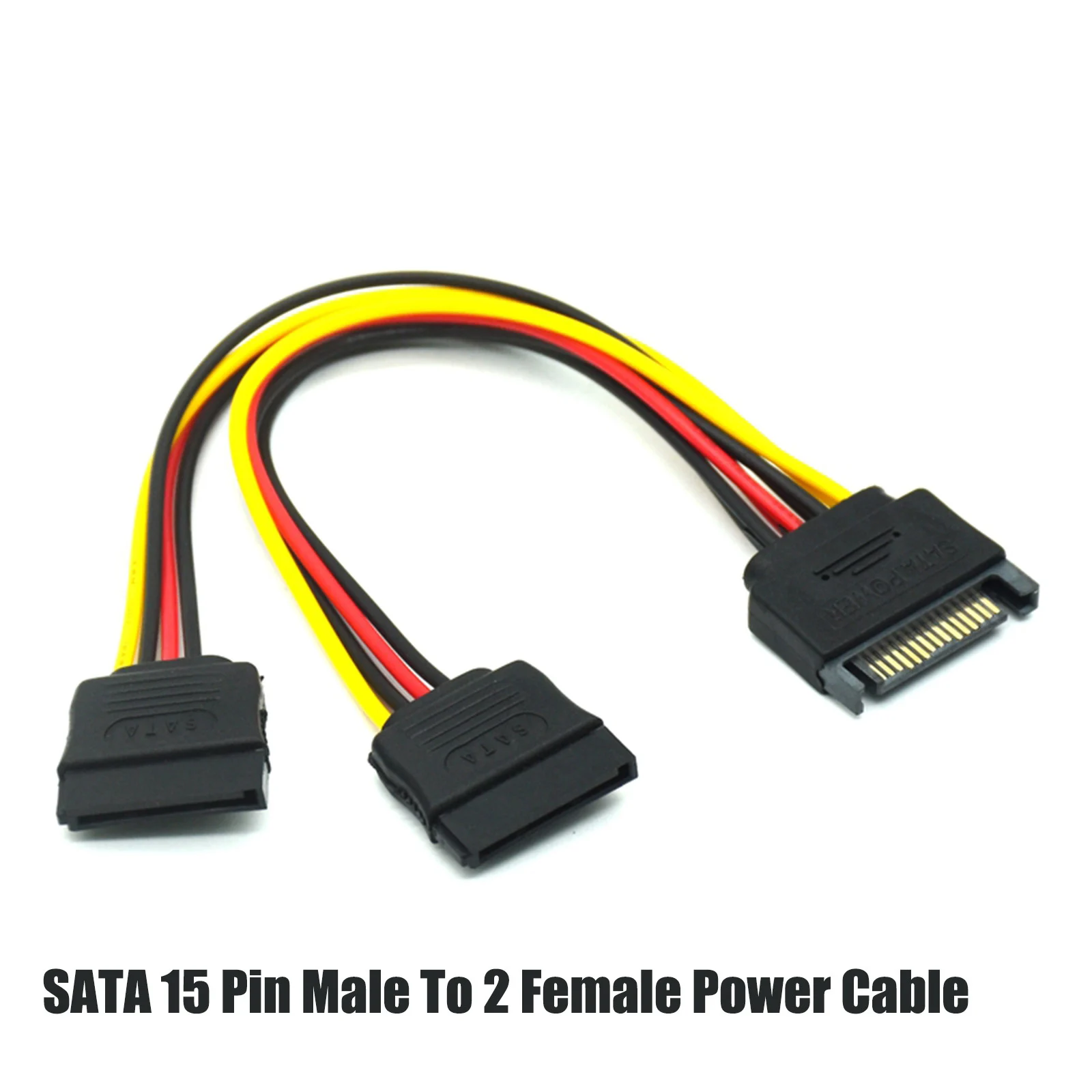 SATA 15พินเพศชายถึง2หญิงสายไฟต่อสายไฟ SATA สำหรับ15Pin Power Extension อินเทอร์เฟซ SATA อินเทอร์เฟซ