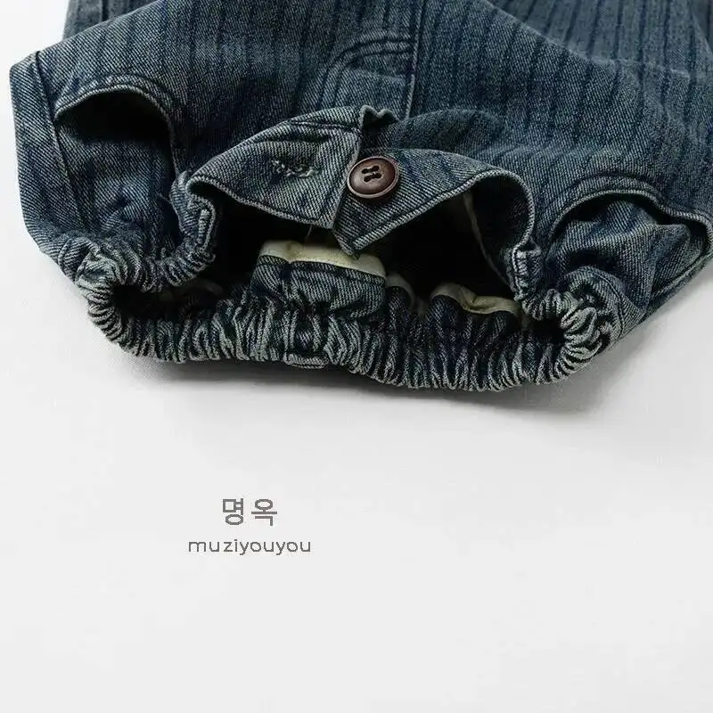 Frühling Herbst Kinder Jeans 1-8 Jahre Jungen Mädchen Gestreifte Denim-Hosen Gerade Hosen Koreanische Kleinkinder-Bekleidung Unterteile für Kinderkleidung – Detail 5