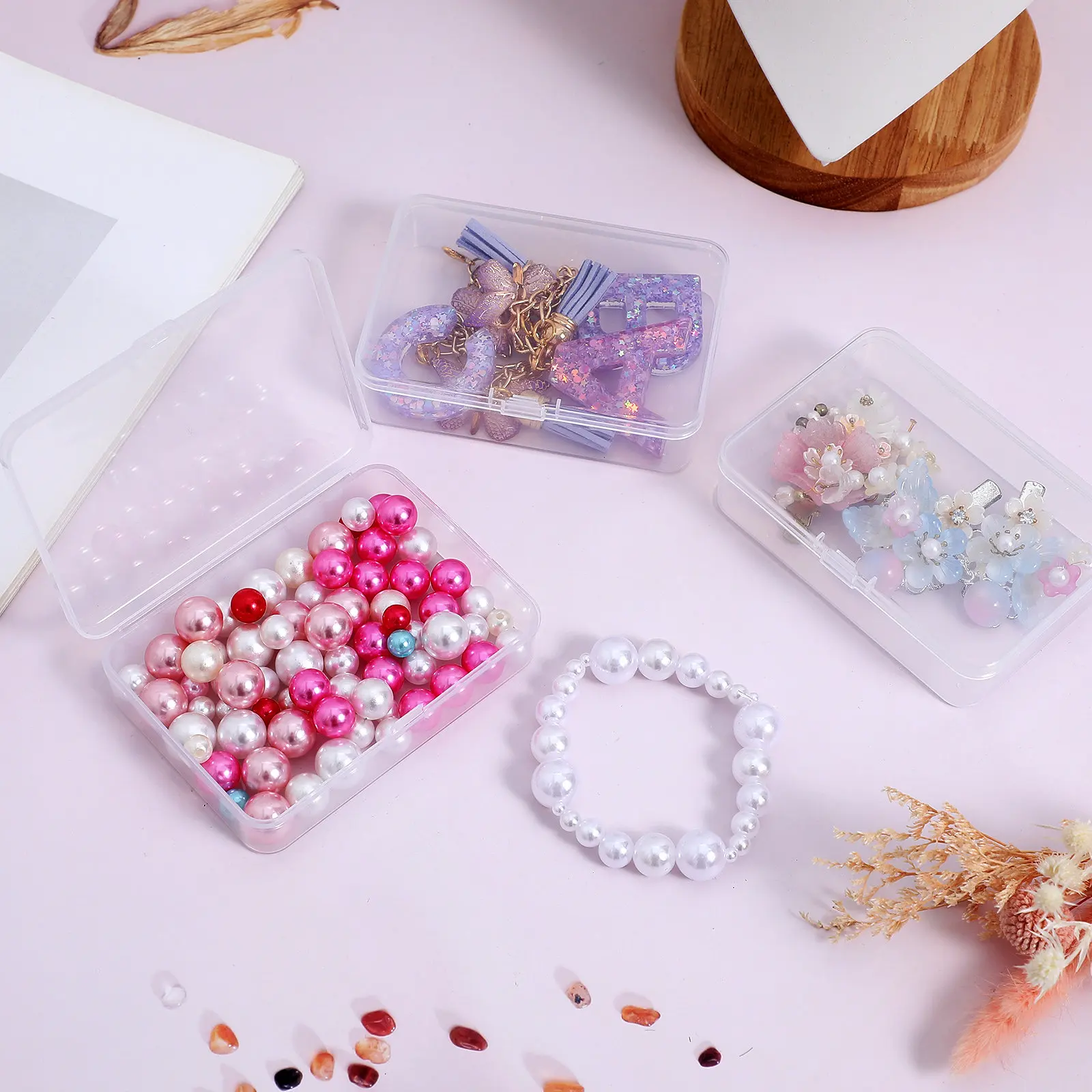 

6Pcs Clear Small Storage Box Card Organizer Trading Card Holder Portable Craft Supplies Jewelry Case Storage Case