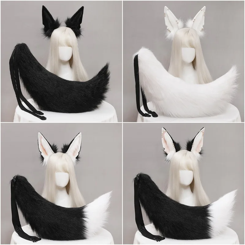 New Custom Halloween Furry Wolf Ear Headdress Simulation Anubis Hu Lang Ear Hair Hoop Beast Ear Cosplay Headband Accessories
