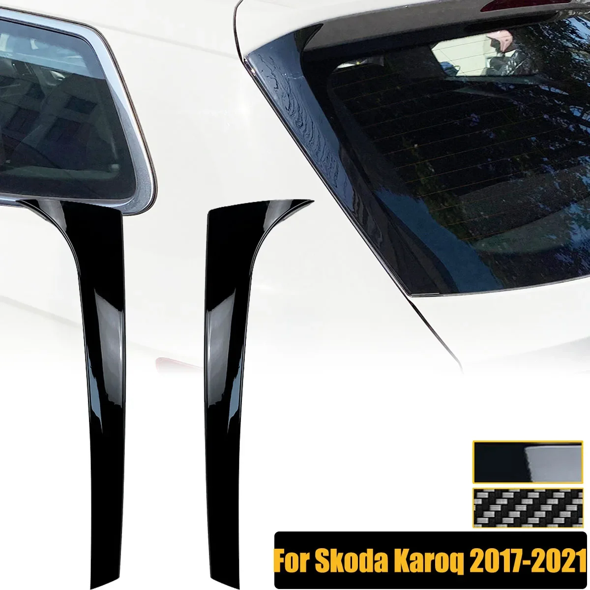 2PCS For Skoda Karoq 2017-2021 Rear Window Deflector Wing Side Splitter Spoiler Stickers Trim Cover Car Accessories Body Kit