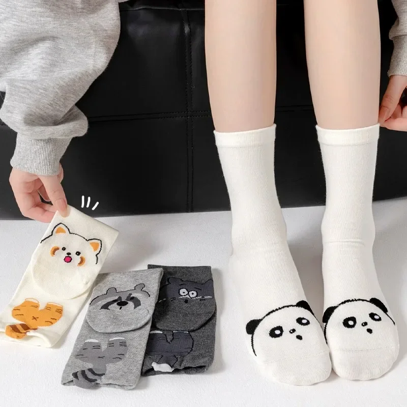 2026 الربيع/الخريف جديد الجوارب النسائية ثلاثية الأبعاد الكرتون الراكون الأوسط الجوارب اليابانية لطيف مجردة مضحك الهيب هوب Ins جوارب قطنية #5