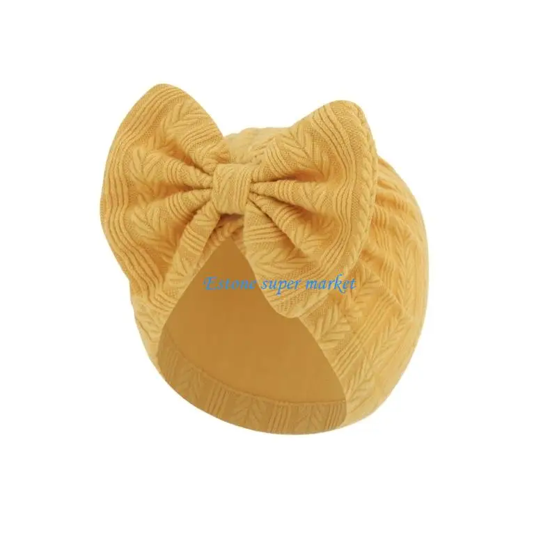 090B Baby Bun Knot Cap Headwrap Soft Bonnet Cap for Infant Toddler Newborn