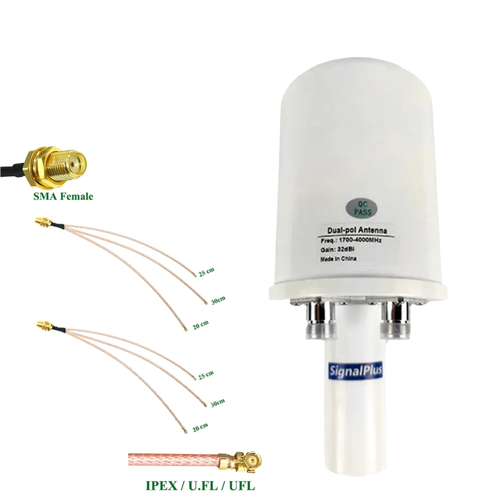 

Saudi Arabia 2X32dBi 5G MIMO Antenna, 1700-4000MHz Multi-Band, Outdoor Signal Booster for STC, Zain & Mobily Networks
