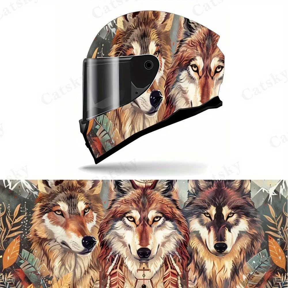 

Wild and Strong Wolves Motorcycle Helmet Vinyl Wraps Decal, Self-adhesive Waterproof Helmet Decoration, DIY Graffiti Film, Unive