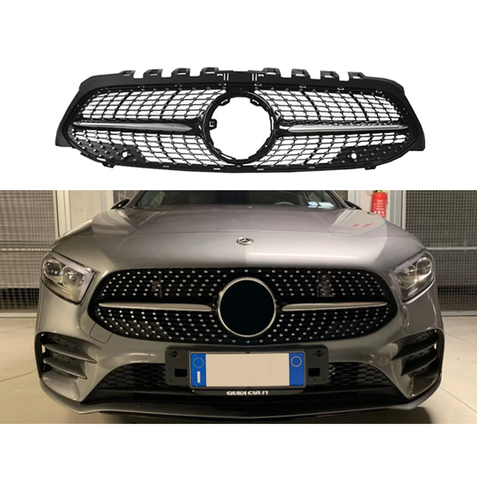 

Для Mercedes A Class A180 A200 A250 W177 Amg 2019 2020 2021+ Алмазная решетка Передний бампер Гоночный автомобиль Стайлинг Передняя решетка