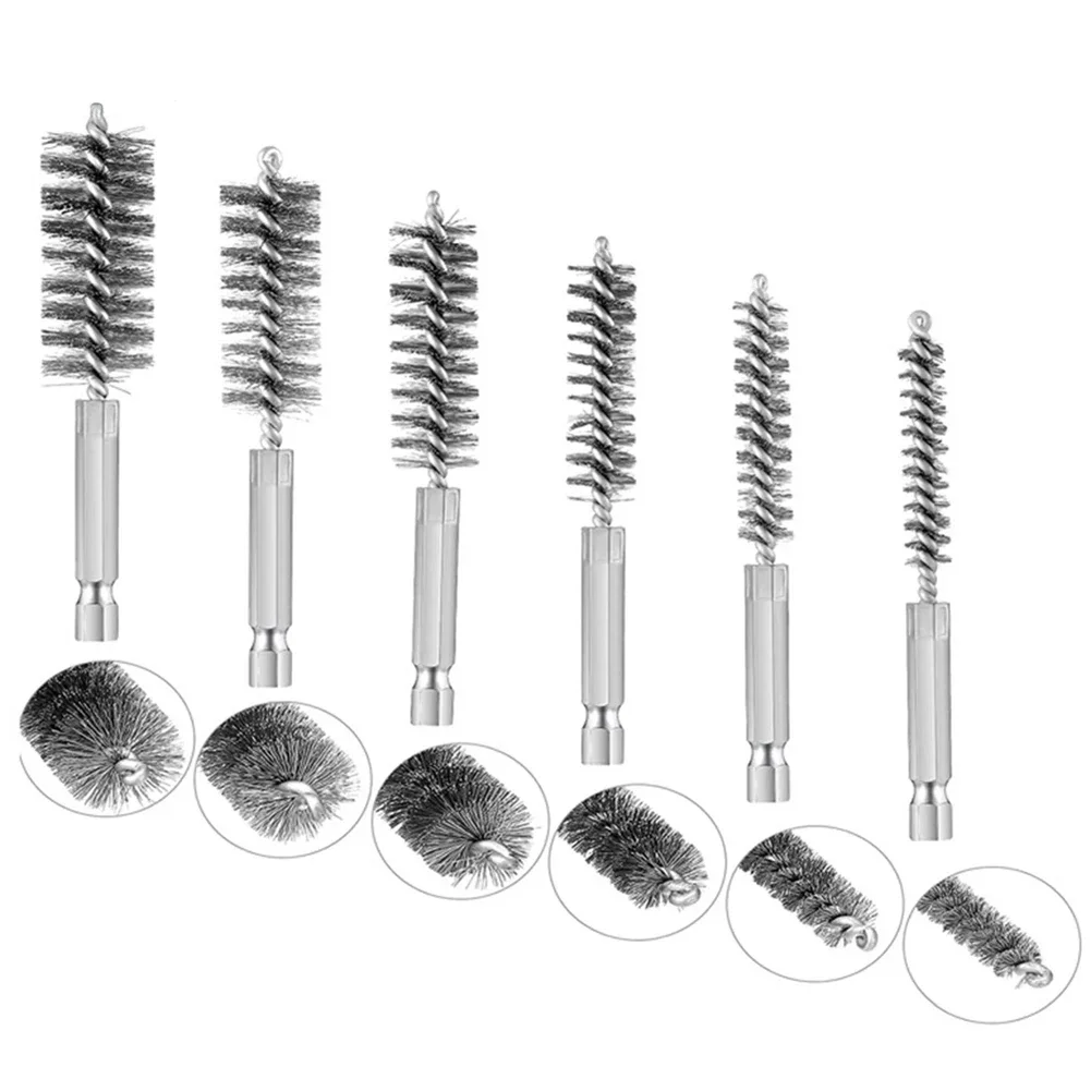 Escova de limpeza de aço inoxidável, tubo de fio, limpador de máquinas, ferramentas de polimento de lavagem, 8mm 10mm 12mm 15mm 17mm 19mm