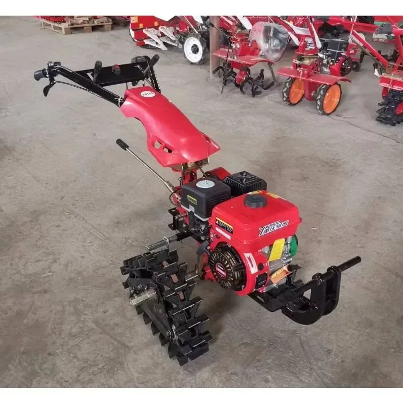 

9HP/177F Farm Triangle Elevated Double Chain Rail Power Miniature Crawler Soil Cultivator + Turning Plow