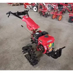 9HP/177F Farm Triangle Elevated Double Chain Rail Power Miniature Crawler Soil Cultivator + Turning Plow