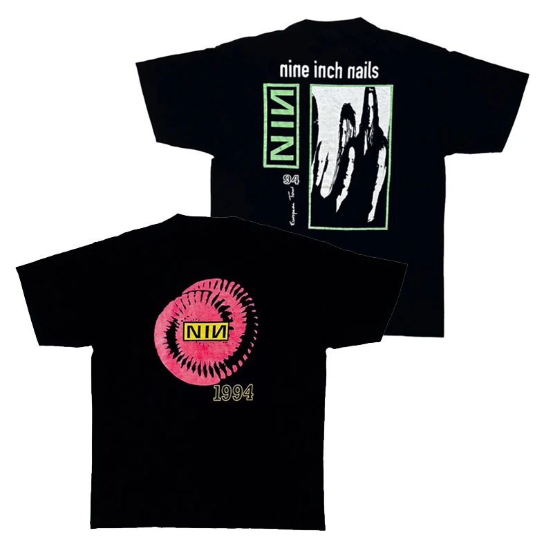 Camisetas de Manga Corta de Algodón Puro para Hombre y Mujer, Estilo Punk Rock Retro Americano de Nine Inch Nails 2026, Estilo Urbano
