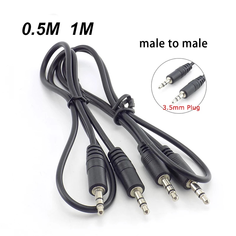 3.5mm Stereo Male To Male Plug Connector Adapter Cables Audio Aux Extension Cable Cord Conversion Line For TV Computer