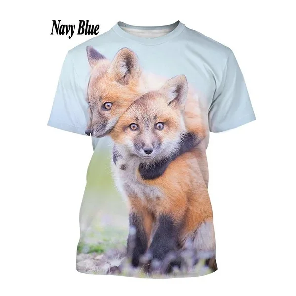 New Summer Animal Fox 3D Printing T-shirt Fashion Cool T-shirt Men\'s Personality Short-sleeved