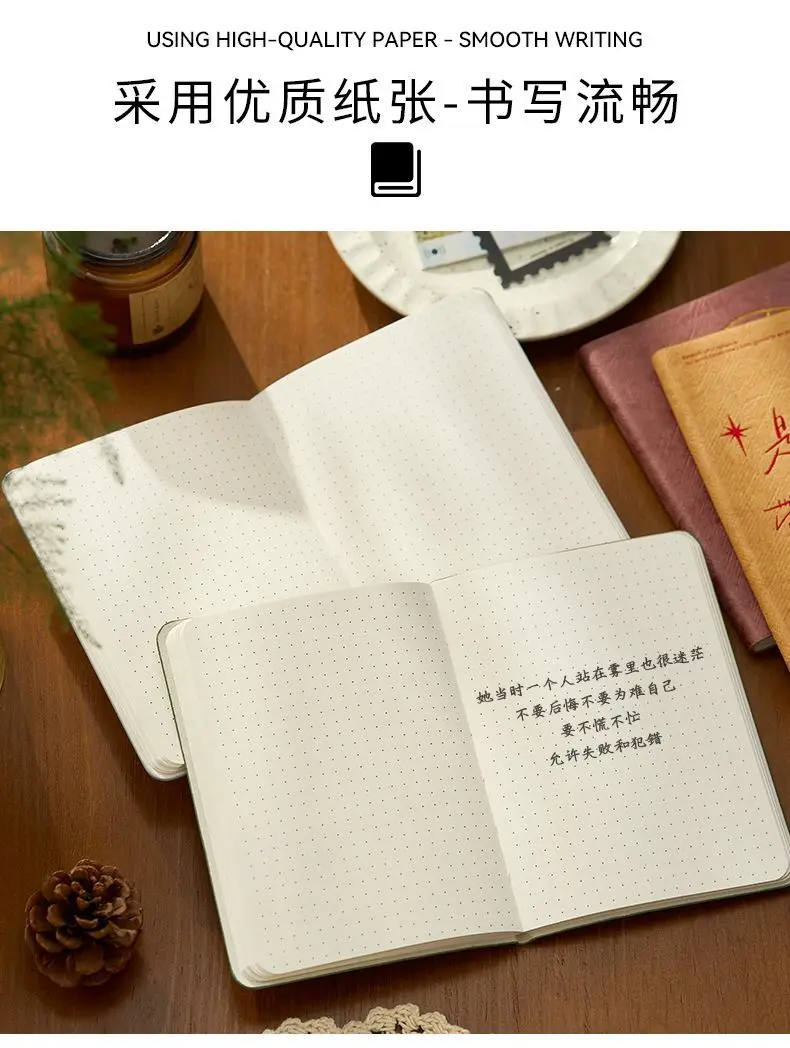 Tragbares, gepunktetes Tagebuch-Notizbuch im A6-Format – Tagebuchplaner mit Goldfolienprägung, Hardcover, Einfachheit, Eleganz, zeitlose Melodie-Serie – Detail 10