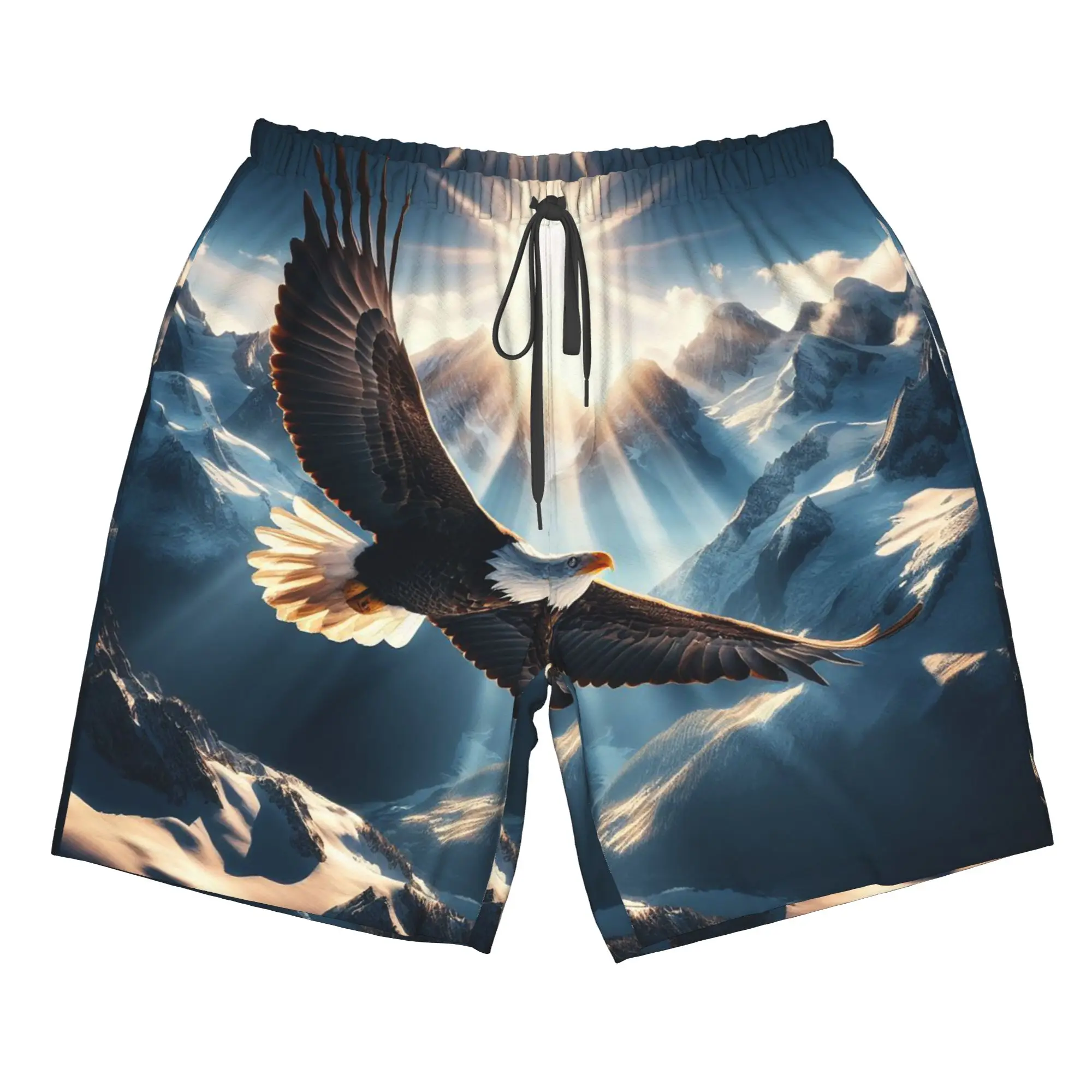 Eagle Soars In The Sky Trunks Beach Board Shorts Casual Quick Dry Swim Summer Men Pants
