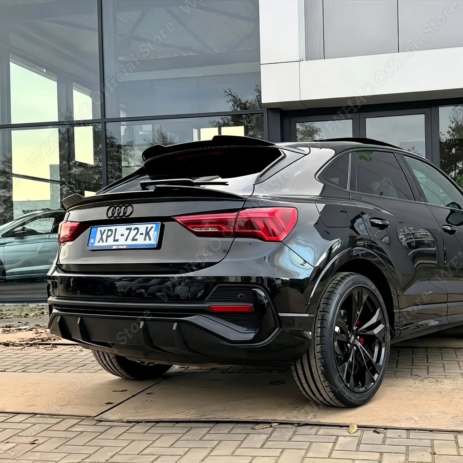 For AUDI Q3 MK2 F3 TFSI TDI S-line 2019-2024 Sportback/SUV Gloss Black ABS Rear Spoiler Caps Rear Top Tali Wing Bodykits Tuning