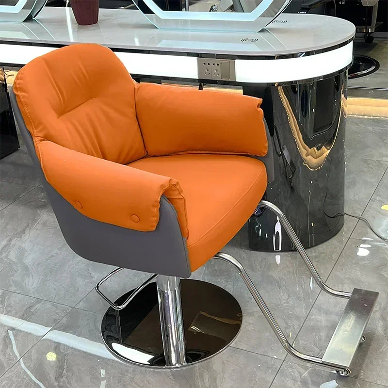 

Salon Gray Barber Chair Luxury Personalized Cushion Chair Beauty Designed Classic Leg Rest Minimalist Swivel Cadeira Furnitures