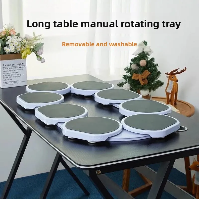 

Portable Rotating Table Tray Long Desk Manual Suitable for Rectangular Dining Table Special round Base Plate Diwaer Se