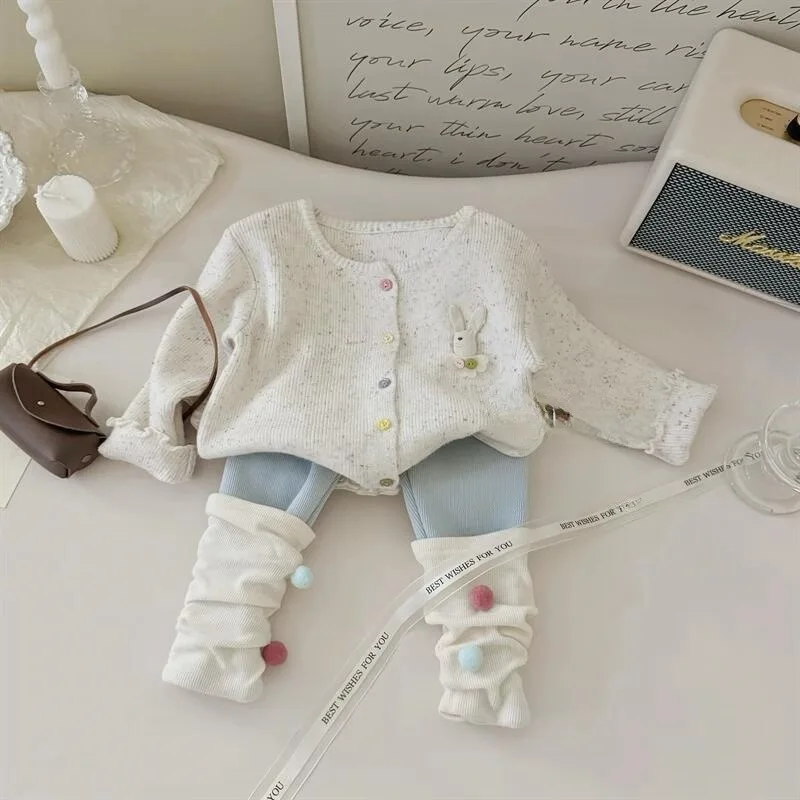 

01-Mushroom House Children's Clothing Korean Children's Clothing Girl Baby Three-Dimensional Rabbit Cardigan Sweater Coat Ball B