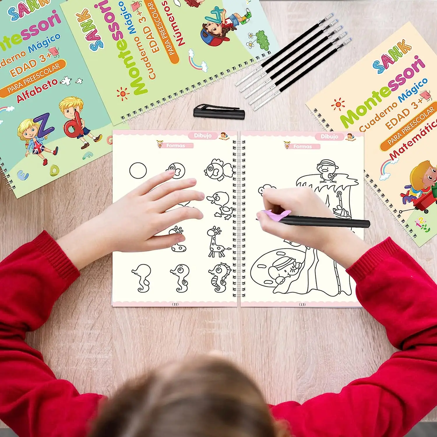 4 Bücher Montessori Magisches Schreibbuch auf Spanisch, Schreibheft, Zeichenheft, Kinder, die Kinder chinesische Malerei lernen – Detail 10