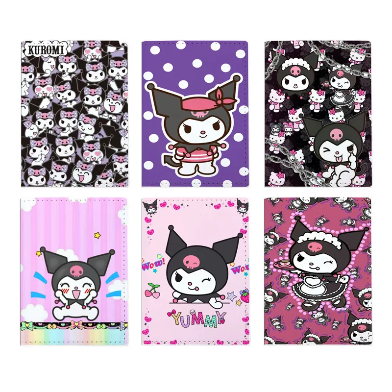 Sanrio Kuromi kawaii Cartoon PU Passport Cover Credit Card Holder Wallet Business Credit Card Documents Holder Protective Case