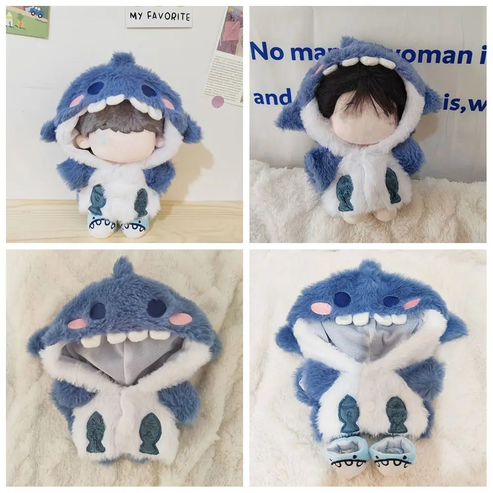 20cm Doll Clothes Shark Hoodies Cartoon Animal Coat Cotton Stuffed Dolls Lovely Outfit Changing Dressing Game Playing House Gift