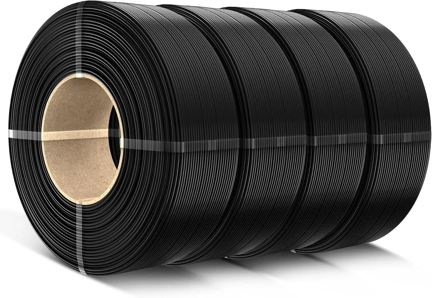 

1.75mm PLA Refill Filament, 4 Black Spools, Dimensional Accuracy +/-0.02mm, Compatible with Bambu Lab and Reusable Spools