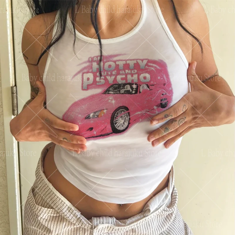 2023 New Summer Fashion Lady Hot Pink Car Camisole Slimming Crop Top All-match Sleeveless Tanks Camis Sleeveless Tank Top 2000s