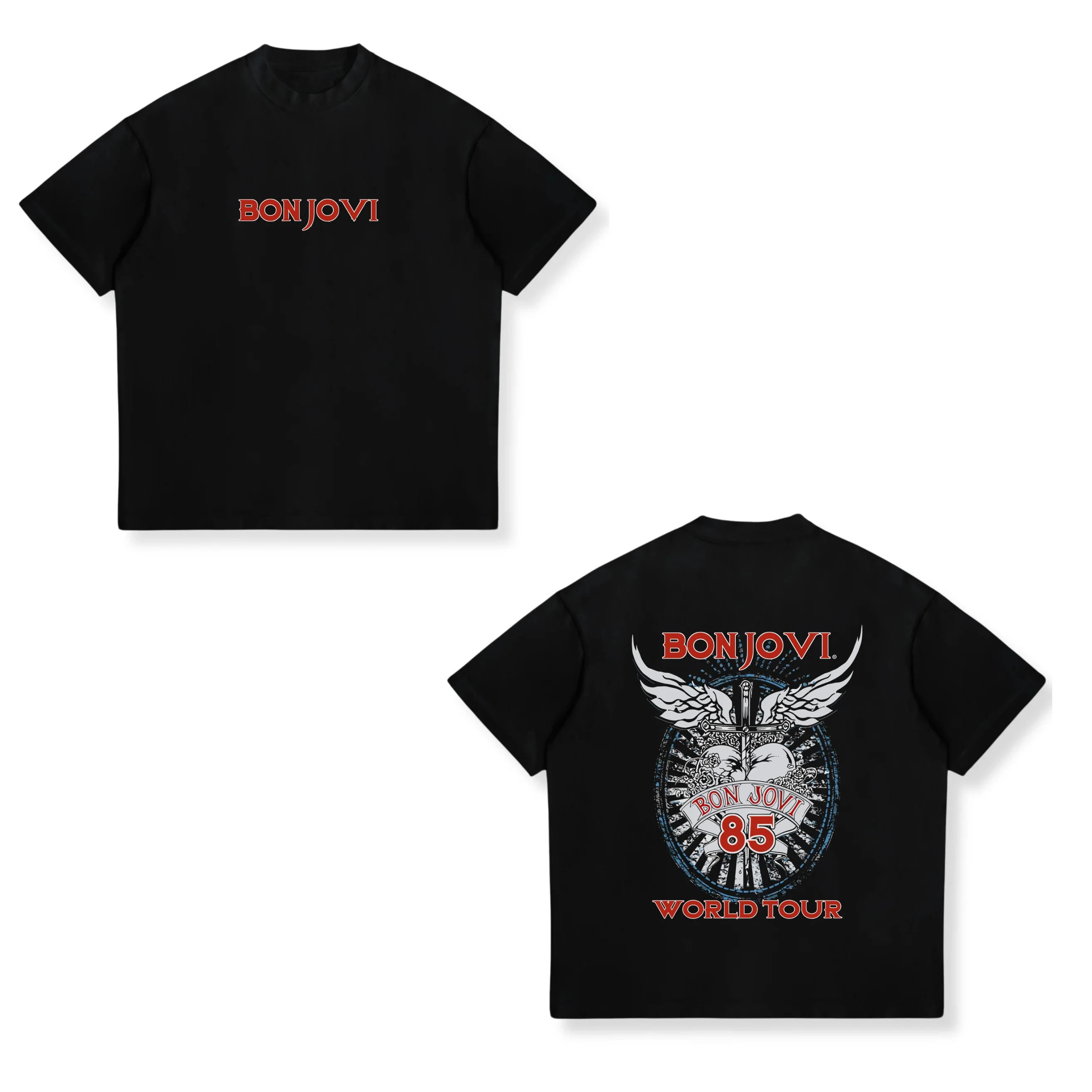 Camiseta con estampado gráfico del álbum clásico de la banda Hard Rock Bon Jovi, informal, holgada, para hombre y mujer, de algodón, estilo urbano, Harajuku, Wind Tee