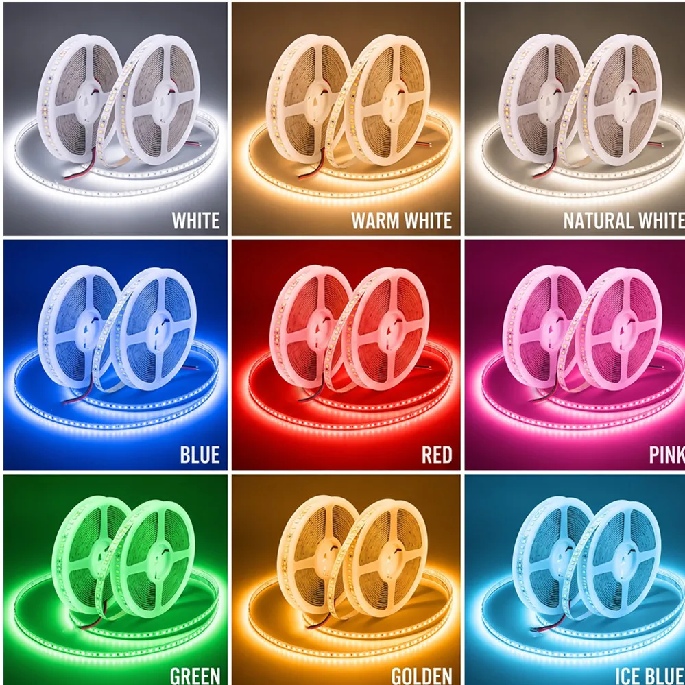 12V 24V LED Strip 2835 120LEDs/m Home Lamp Strip Pink Red Ice Blue Green Golden Yellow Orange Flexible Soft Lamp Bar RA95