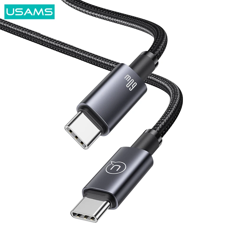 USAMS 60W PD USB C To USB C Cable For iPhone 15 Pro Max Fast Charging USB Type-C For Huawei Xiaomi Samsung Data Wire Phone Cable