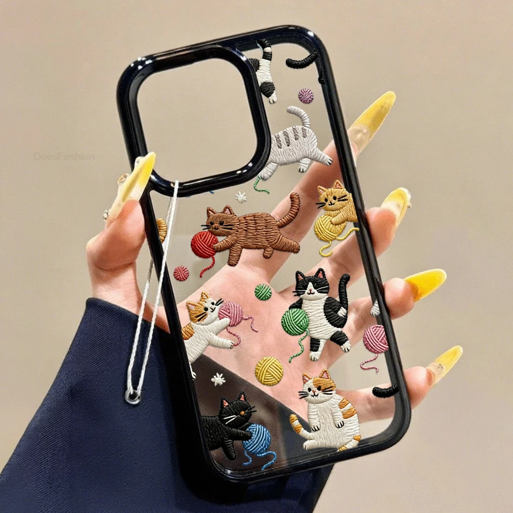 Apple Iphone 15 - Embroidered Ball of Thread Kitten Phone