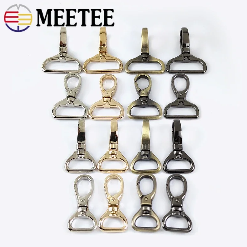 Meetee 10/20pcs 15/20/26/32mm Luggage Hardware Accessory Metal Snap Buckle Bag Strap Swivel Clasp Lobster Hook DIY Keychain Clip