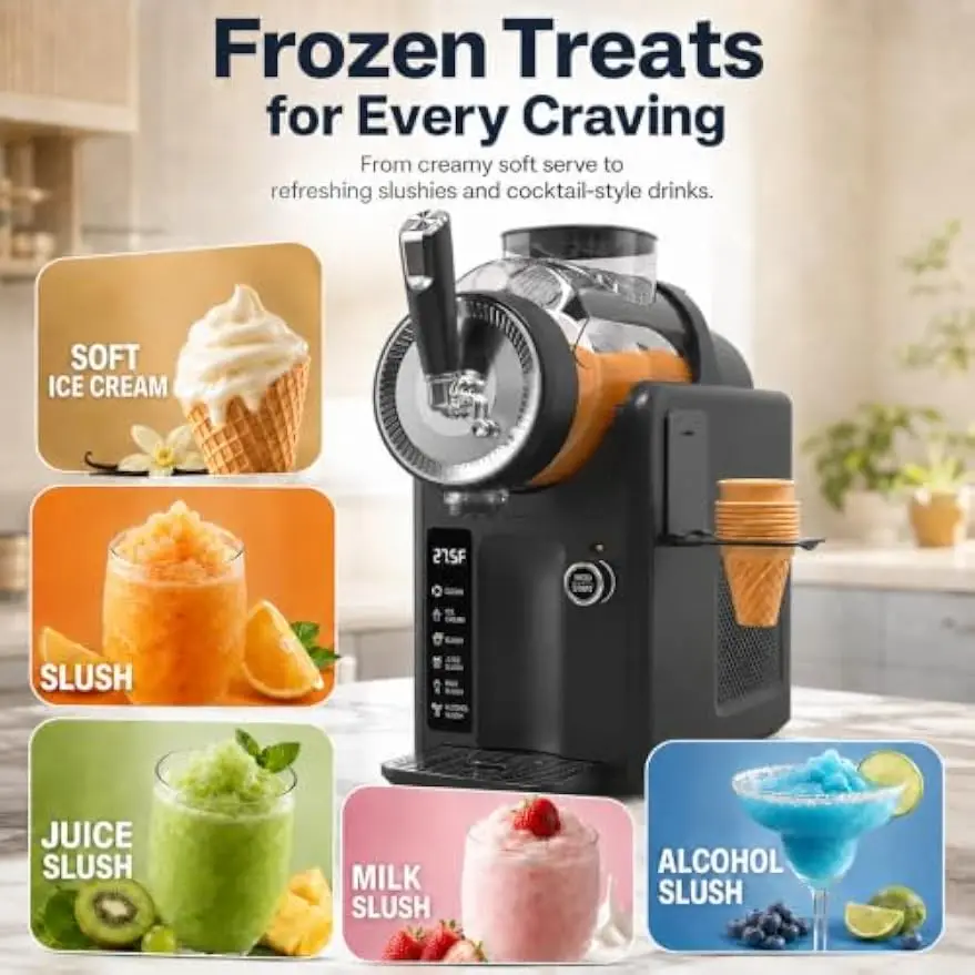 Home Slushie Machine No Ice Needed Soft Serve Ice Cream Maker Led Display Five One Touch Presets Frozen Cocktails 54 Fl Oz Max F