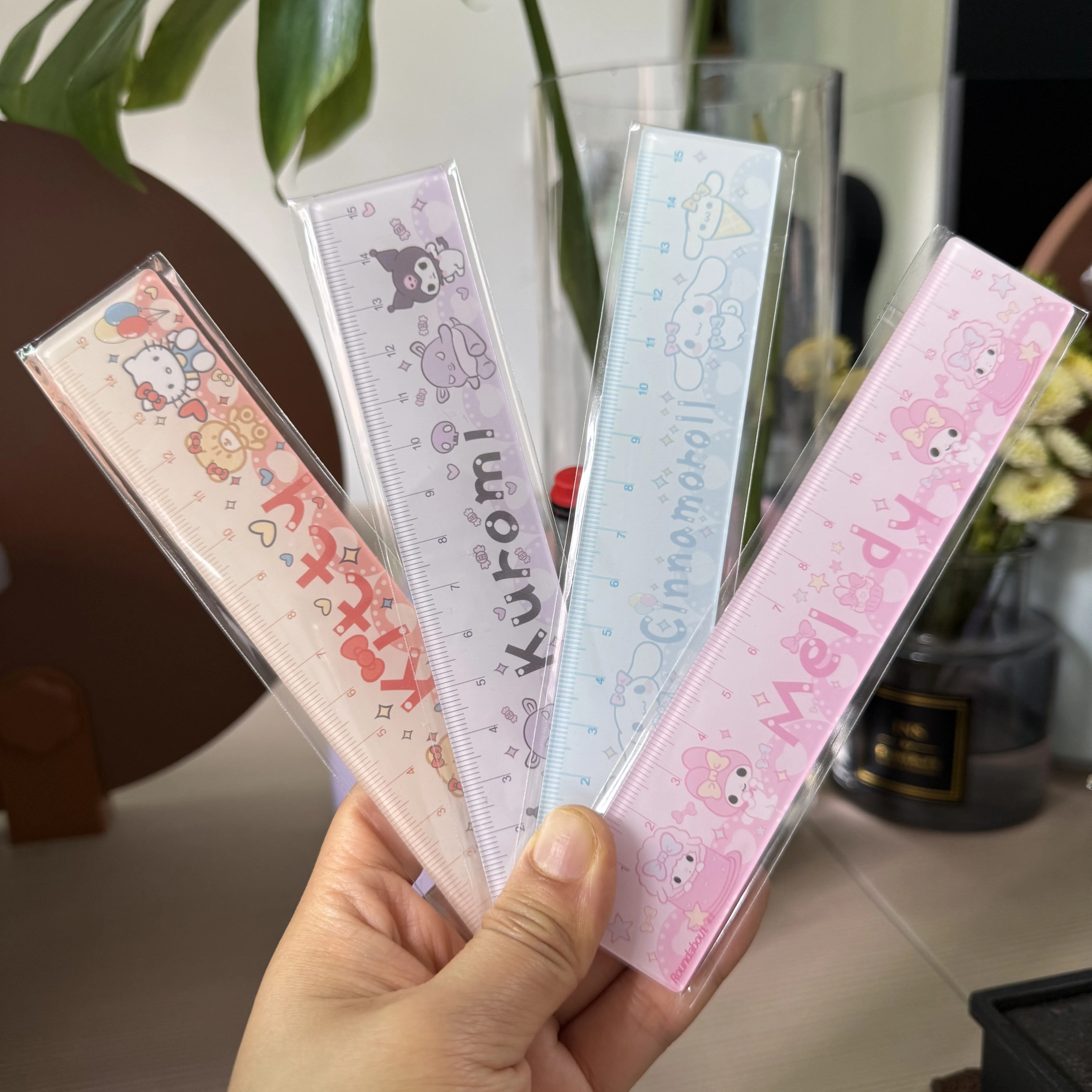 1/4pcs Acrylic Ruler with Cartoon Designs Hello My Melody Kittyes, Cinnamoroll, Kuromi -Officially Licensed School Stationery