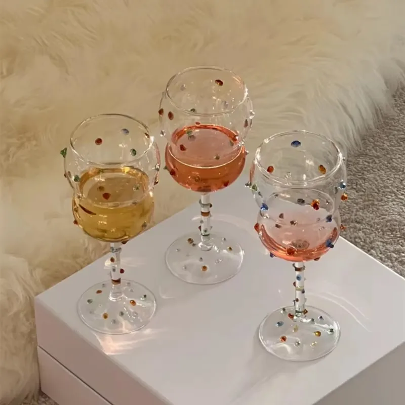 Colorful Goblet Glass Sparkling Gem Cocktail Champagne Cups Heat Resistante Coupes Drinking Wine Glass Cocktail Cup Brandy