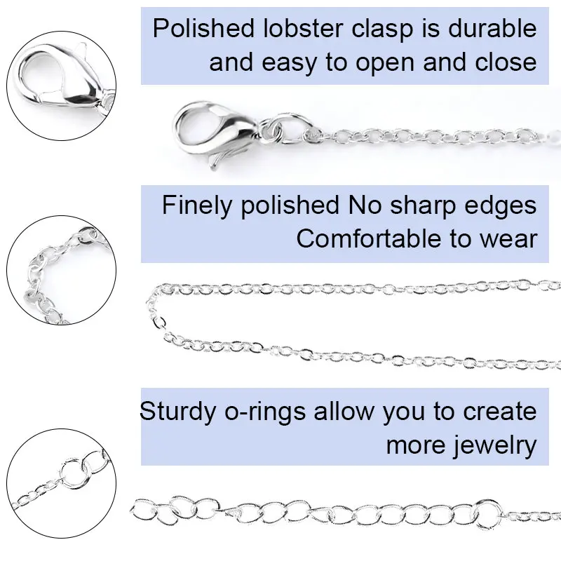 1.5 مللي متر/2.0 مللي متر النحاس ربط كابل سلسلة عدة مع 10 المشابك جراد البحر و 20 الانتقال خواتم للرجال النساء سلسلة مجوهرات DIY بها بنفسك صنع 5 أمتار #4