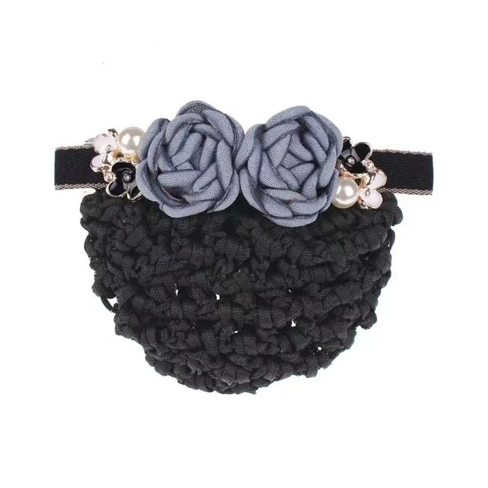 

Simple Retro Elegant Flower Pearl Headdress Korean Style Headwear Women Spring Clip Mesh Snood Hairnet
