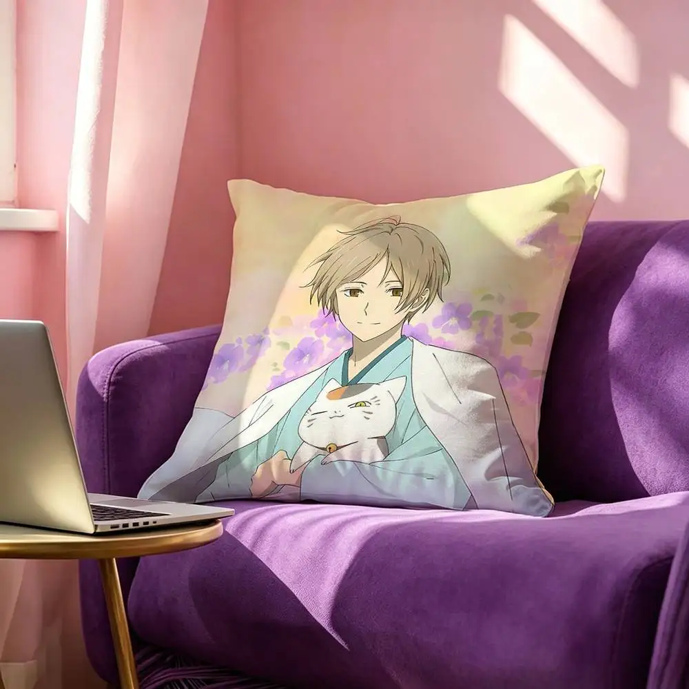 N-Natsume Book Of Friends Reishi Youkai  Square Double-Sided printed Pillow Case Bedroom Bedside Pillow Sofa Cushion Cover