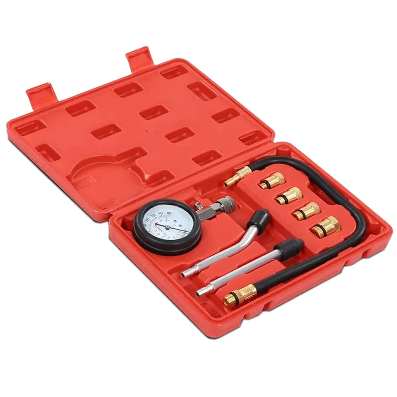

A42M-8Pcs Petrol Engine Cylinder Compression Tester Kit Gauge Tool For Automotive