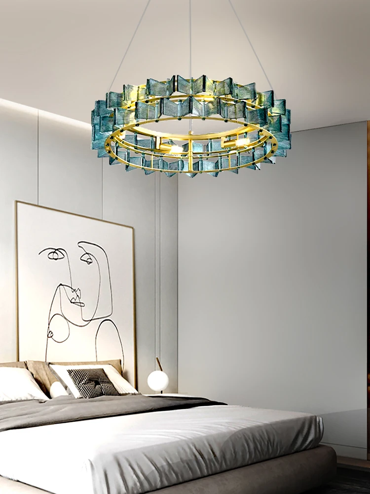 Imagem -03 - Lustres de Vidro Art Deco para Sala Led High-end Rodada Lâmpadas Suspensas Modern Home Lustre Designer Trendy Luminária